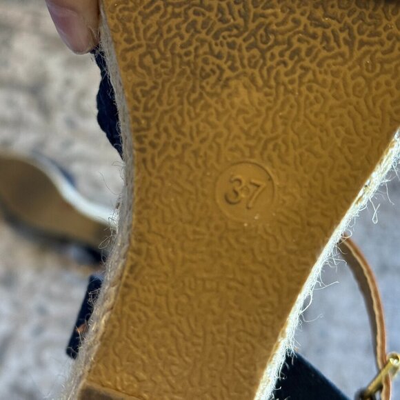 Jane Klain Wedge Sandals Women's Size 6.5 US  Blue Tan Espadrille - Picture 6 of 9